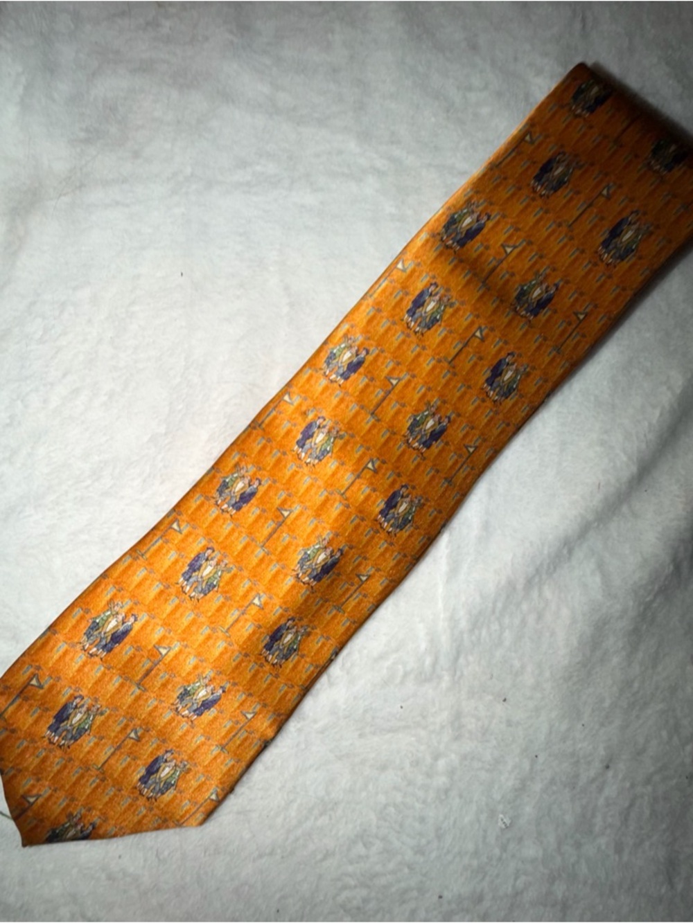 Guy Buffet Men's Orange Patterned Silk Tie